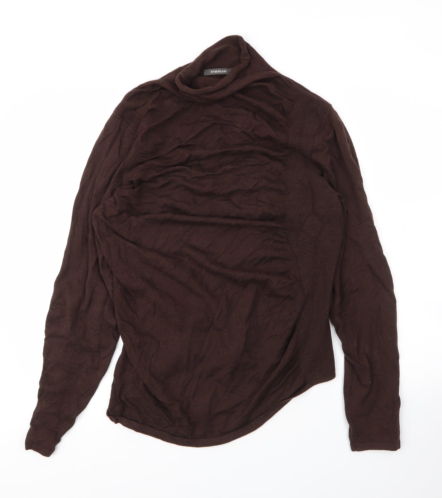 River Island Womens Brown Mock Neck  Viscose Pullover Jumper Size 16