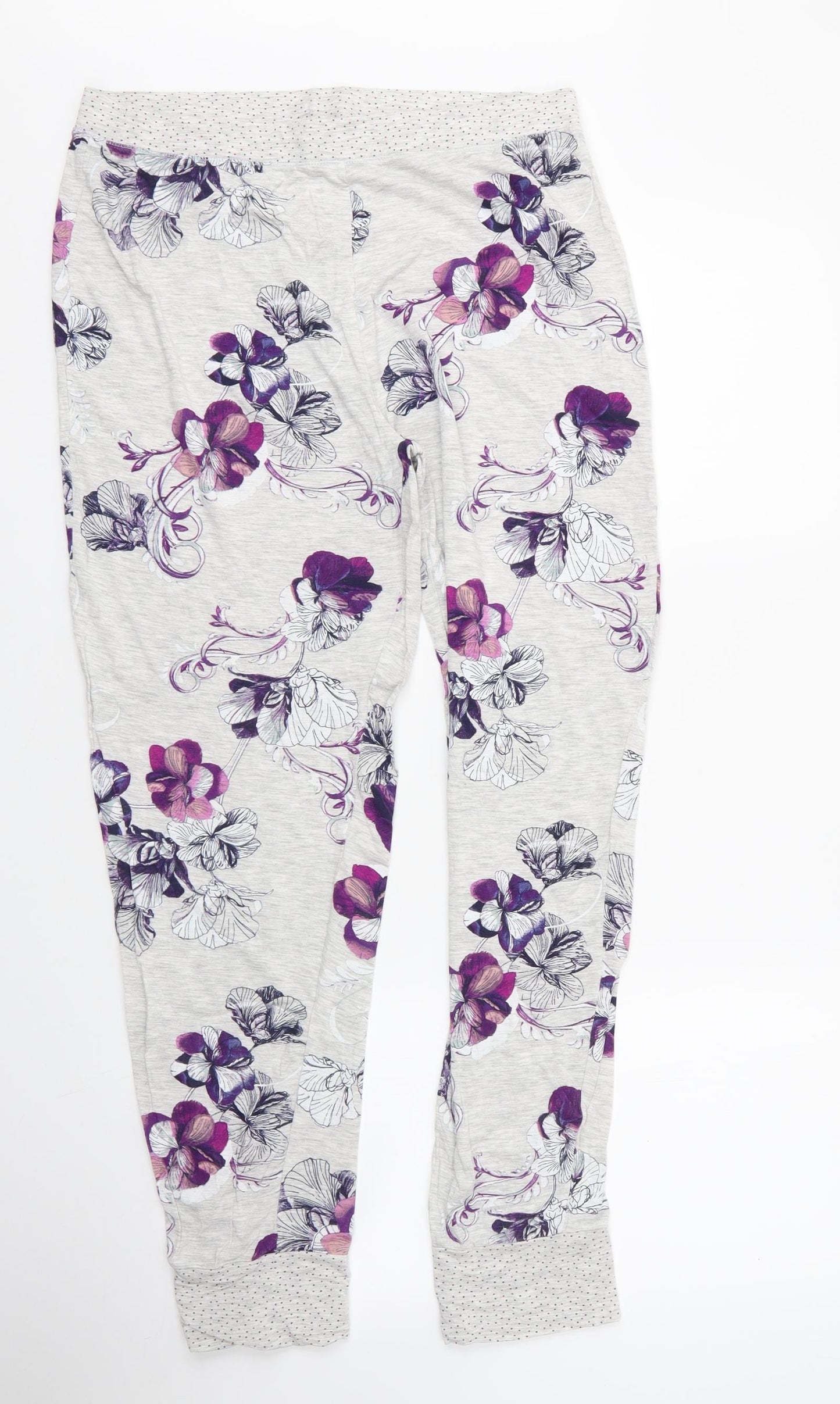George Womens Grey Floral Viscose Chemise Pyjama Pants Size 12