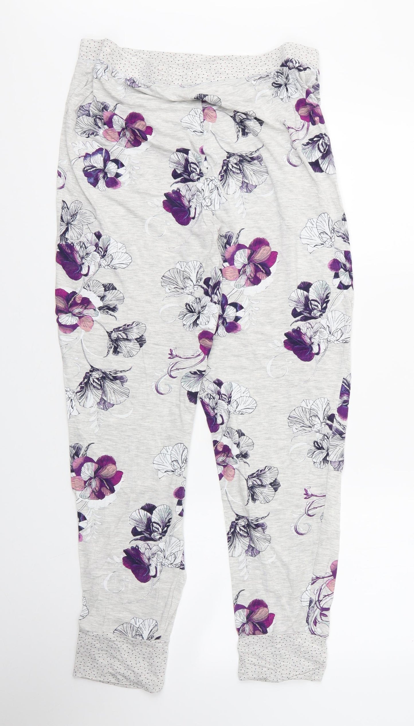 George Womens Grey Floral Viscose Chemise Pyjama Pants Size 12