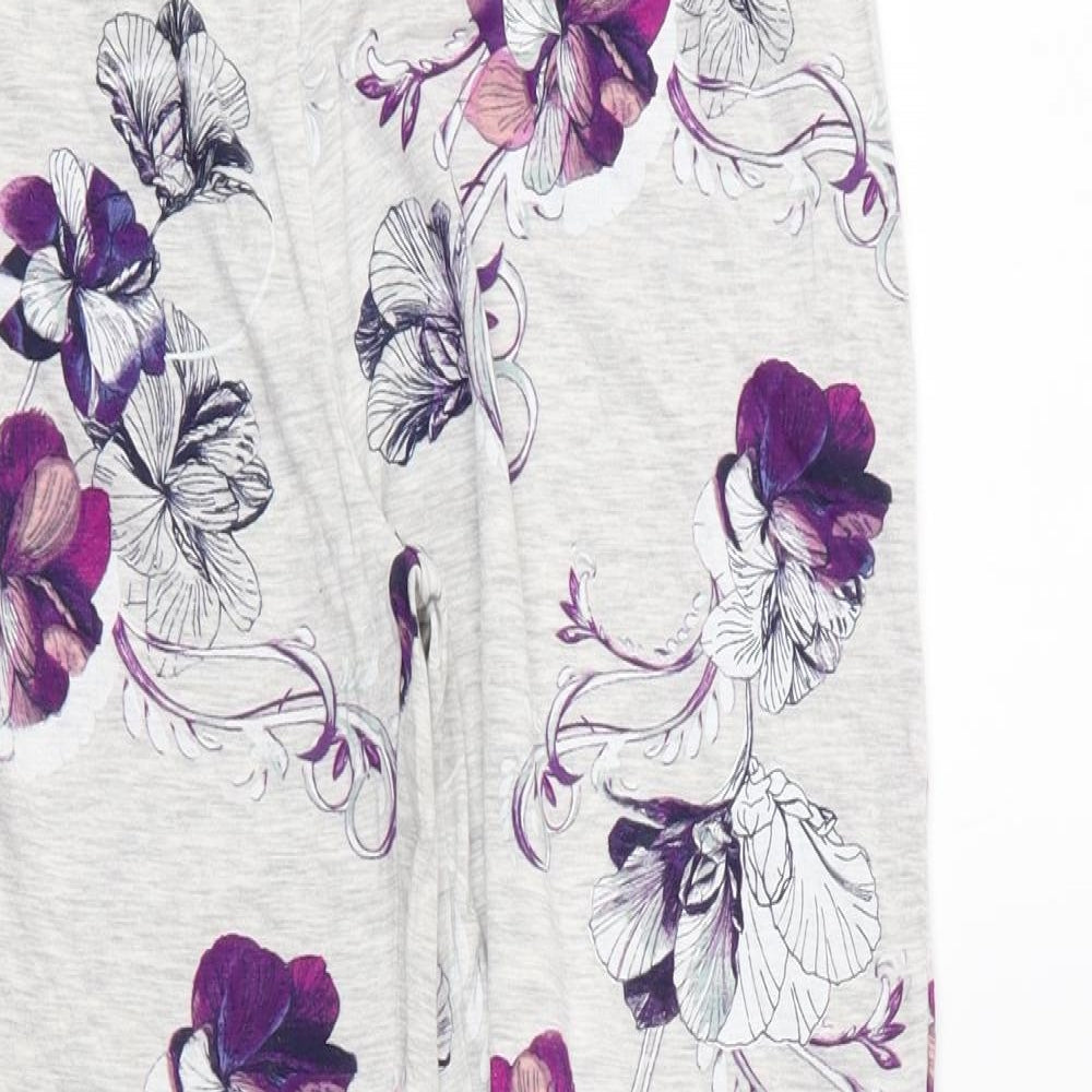 George Womens Grey Floral Viscose Chemise Pyjama Pants Size 12