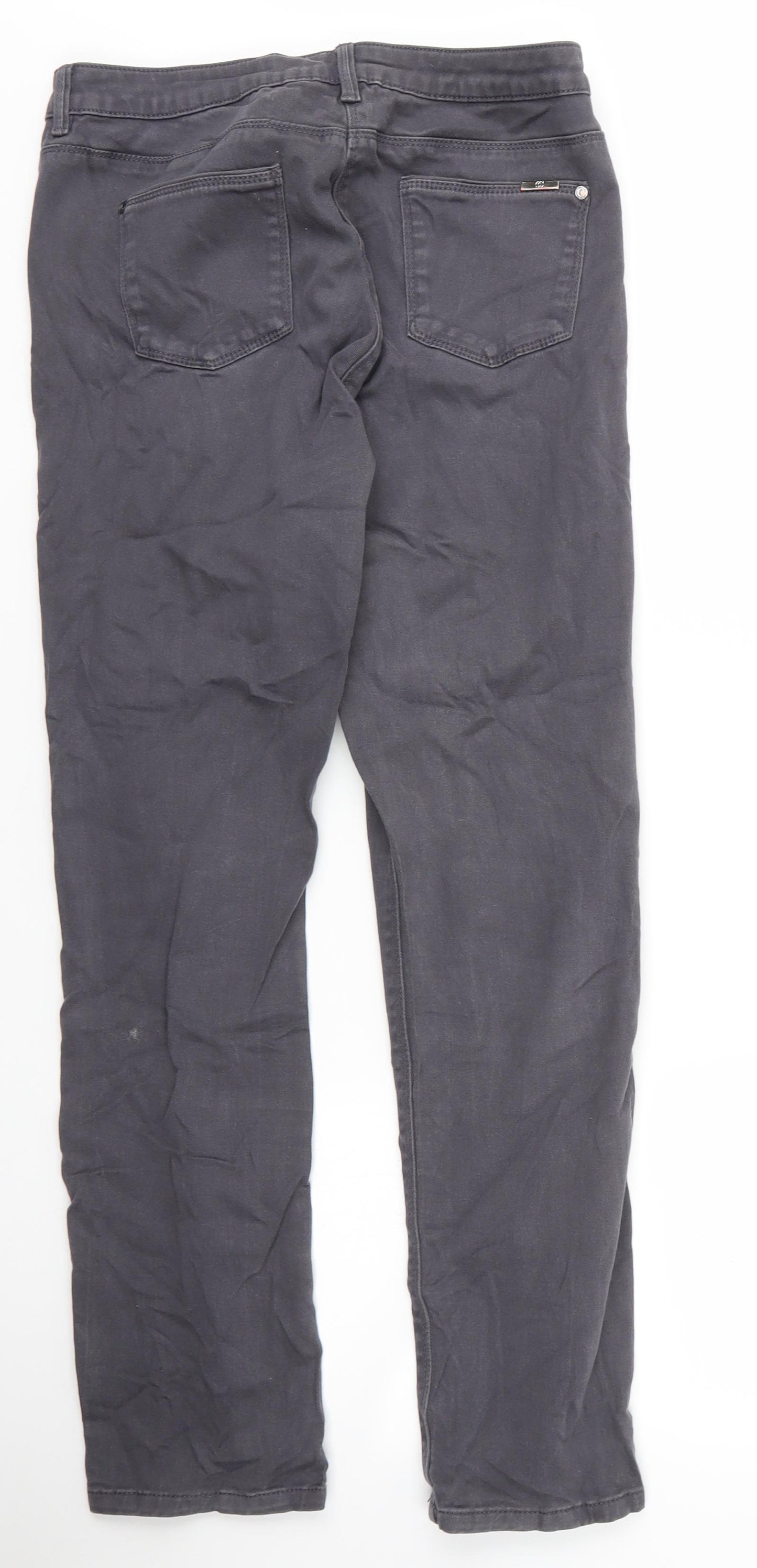 CC Womens Grey  Cotton Straight Jeans Size 14 L29 in Regular Zip