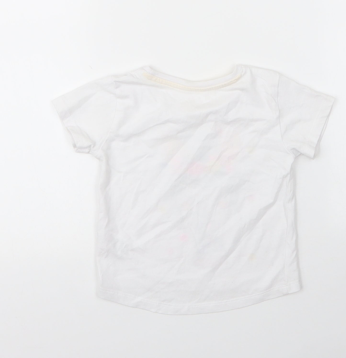 Matalan Girls White  Cotton Basic T-Shirt Size 12 Months Round Neck