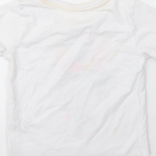 Matalan Girls White  Cotton Basic T-Shirt Size 12 Months Round Neck