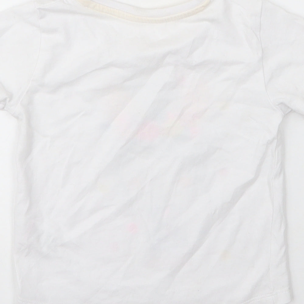 Matalan Girls White  Cotton Basic T-Shirt Size 12 Months Round Neck