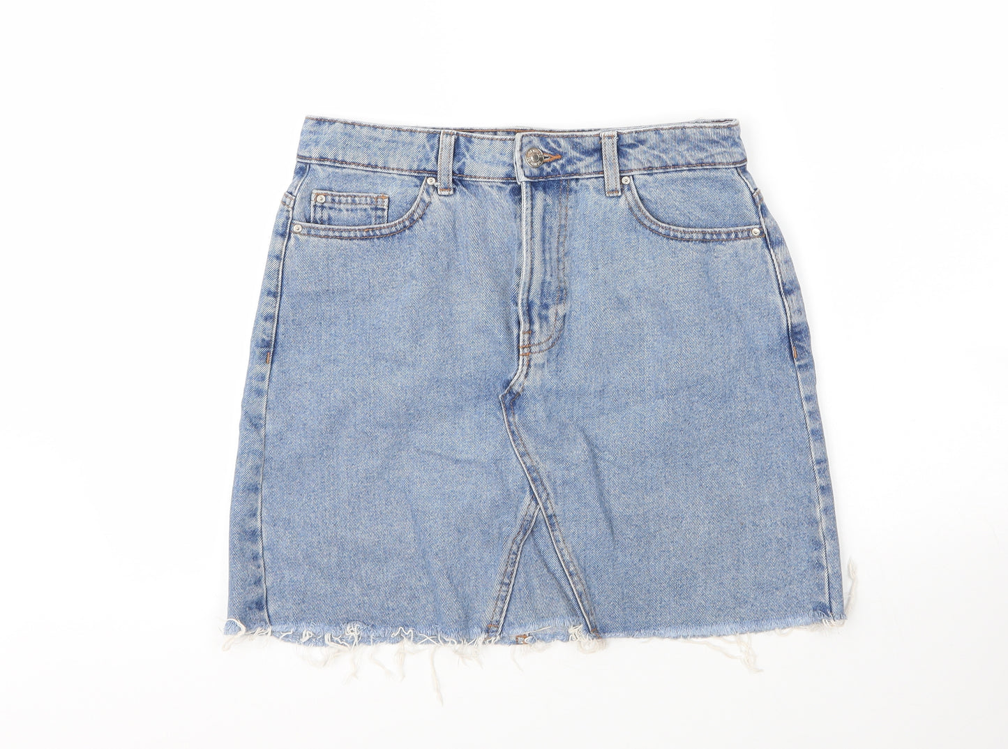 Primark Womens Blue  Cotton A-Line Skirt Size 10   Zip