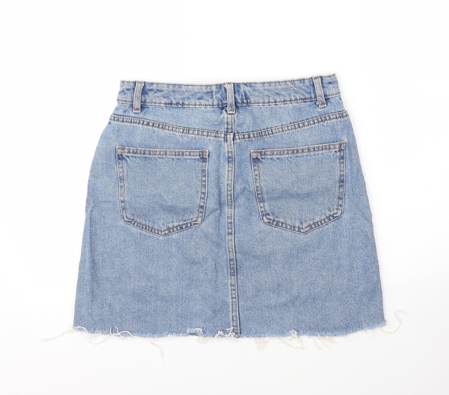Primark Womens Blue  Cotton A-Line Skirt Size 10   Zip