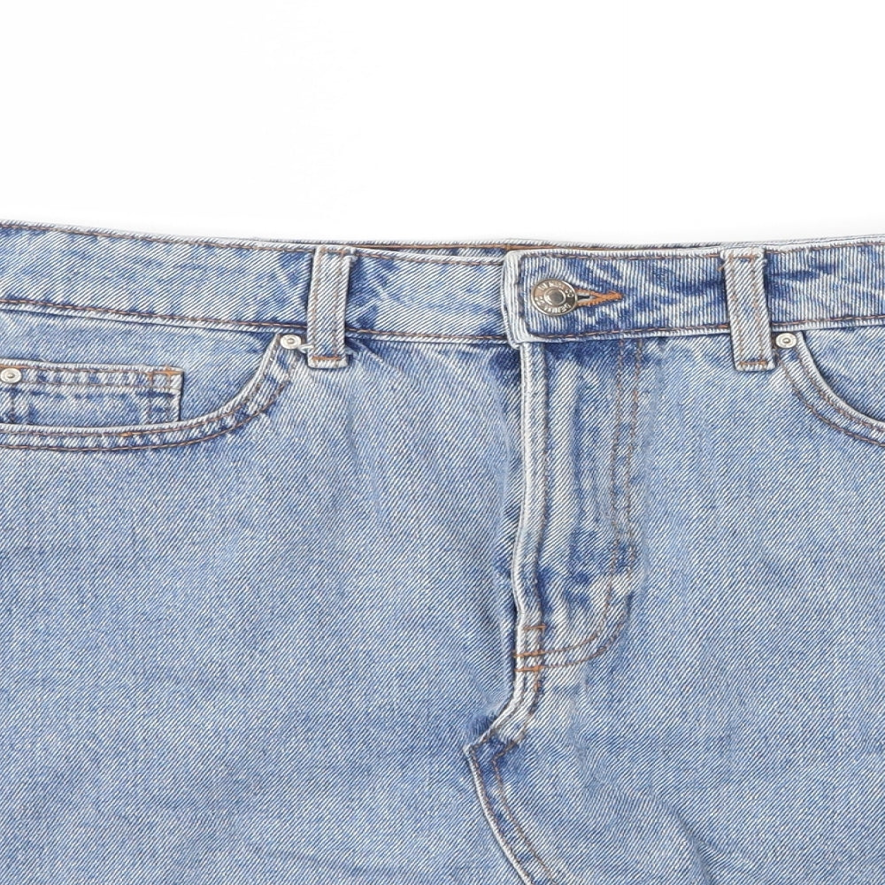 Primark Womens Blue  Cotton A-Line Skirt Size 10   Zip