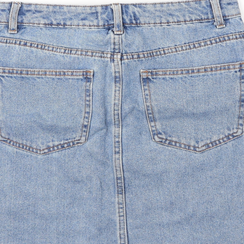Primark Womens Blue  Cotton A-Line Skirt Size 10   Zip