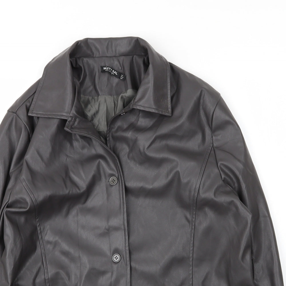 Nasty Gal Womens Grey   Military Jacket Coat Size 8  Button