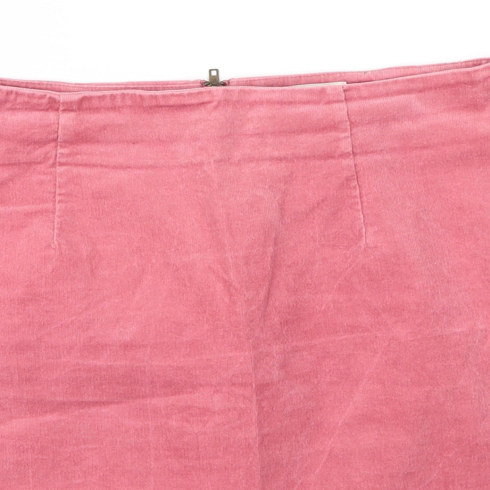 Louche Womens Pink  Cotton A-Line Skirt Size 12   Zip
