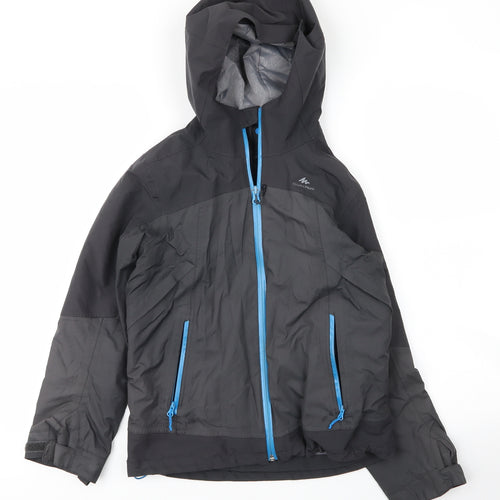 DECATHLON Boys Black   Parka Coat Size 10 Years  Zip