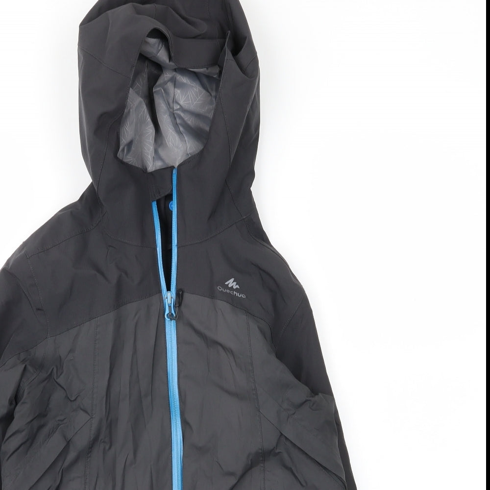 DECATHLON Boys Black   Parka Coat Size 10 Years  Zip