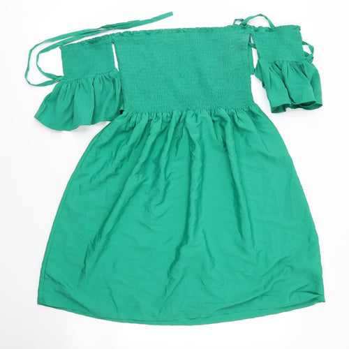 Be You Womens Green  Polyester Basic Blouse Size 12 One Shoulder