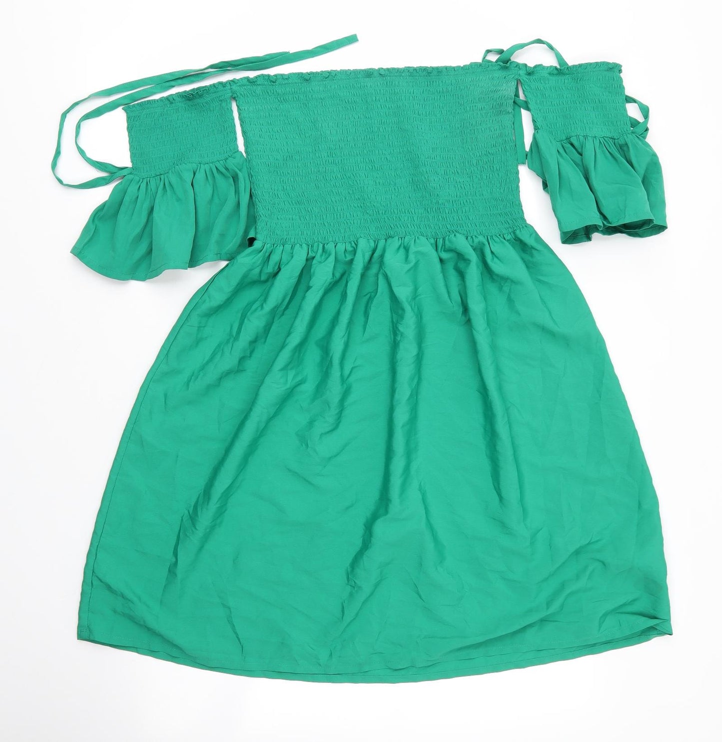 Be You Womens Green  Polyester Basic Blouse Size 12 One Shoulder