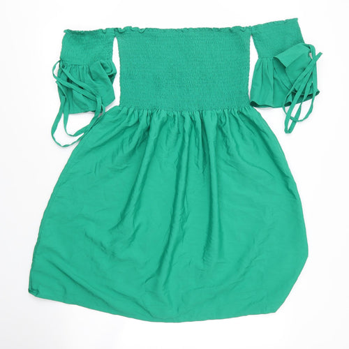 Be You Womens Green  Polyester Basic Blouse Size 12 One Shoulder