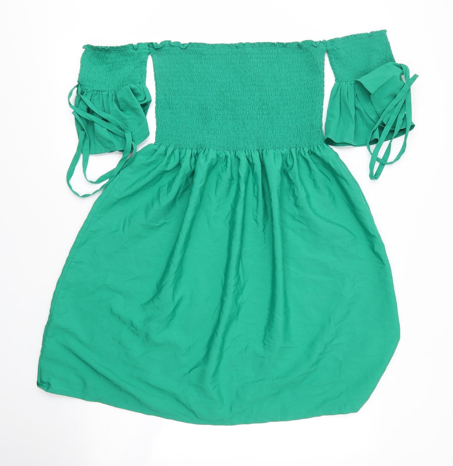 Be You Womens Green  Polyester Basic Blouse Size 12 One Shoulder