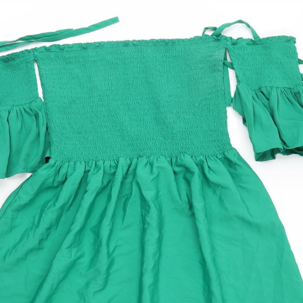 Be You Womens Green  Polyester Basic Blouse Size 12 One Shoulder