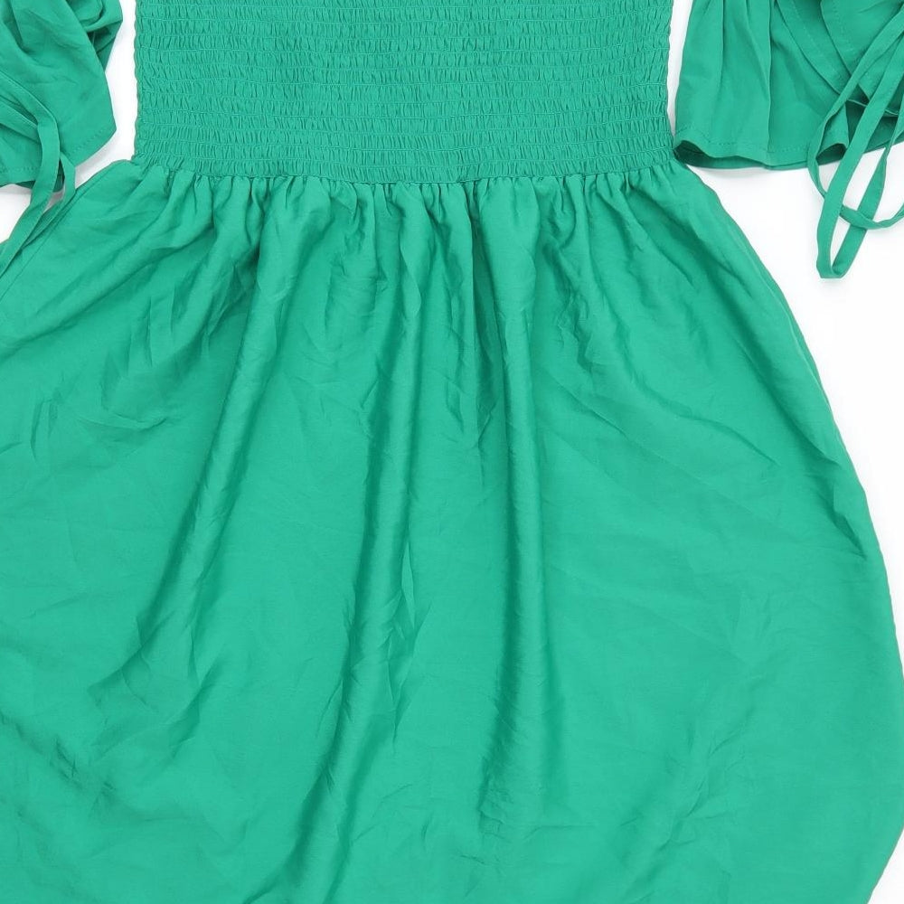 Be You Womens Green  Polyester Basic Blouse Size 12 One Shoulder
