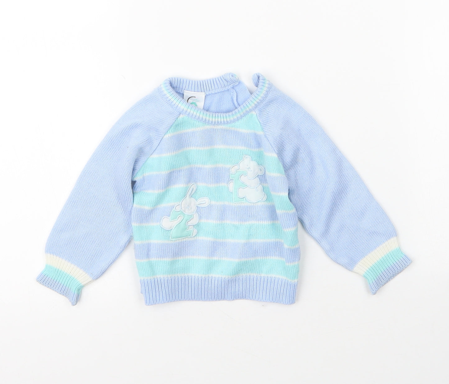 Baby Classics Boys Blue  Acrylic Babygrow One-Piece Size 3-6 Months  Button - Two piece