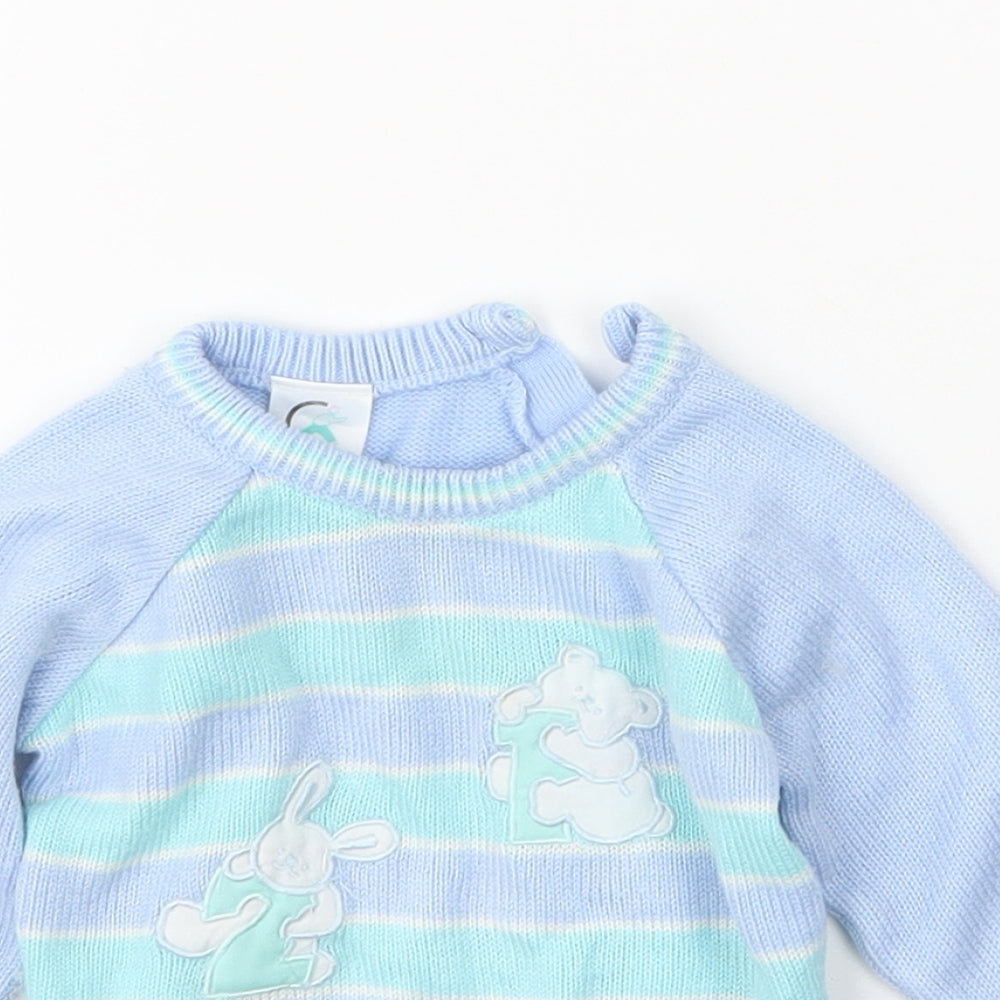 Baby Classics Boys Blue  Acrylic Babygrow One-Piece Size 3-6 Months  Button - Two piece