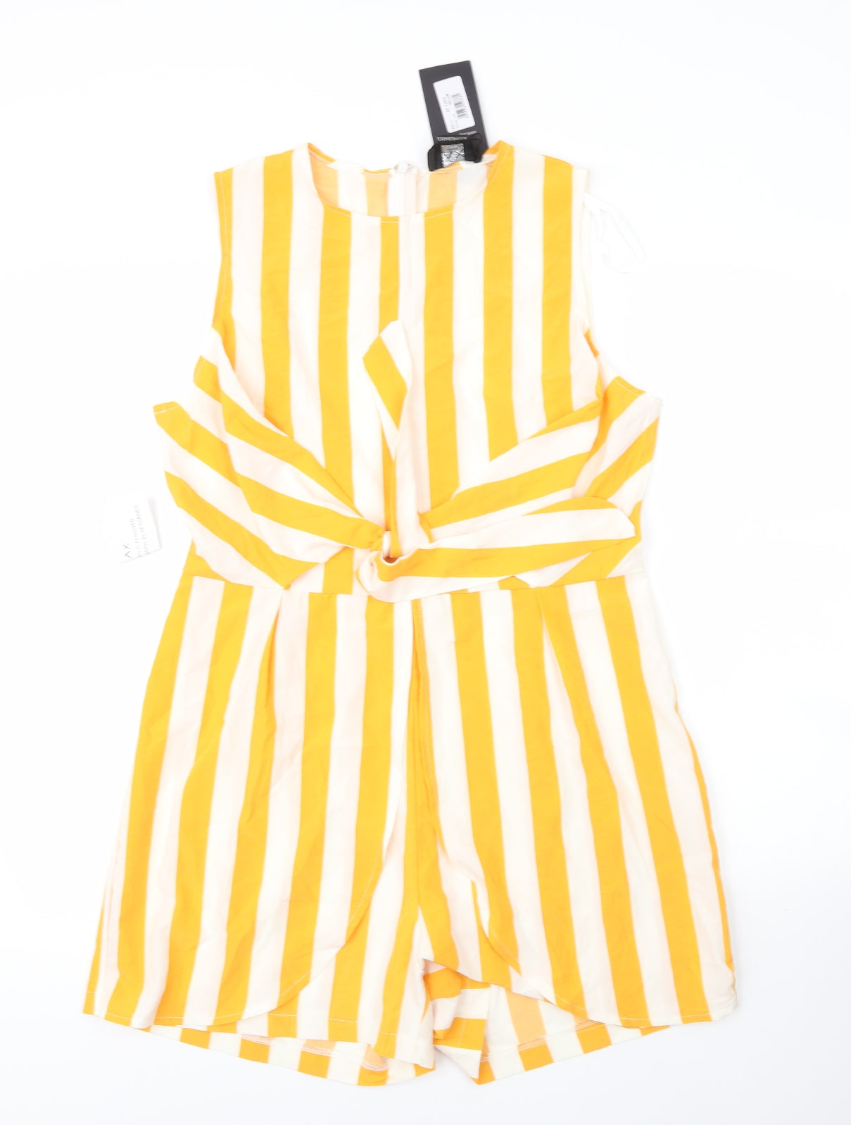 AX Womens Yellow Striped Polyester Romper One-Piece Size 14  Zip