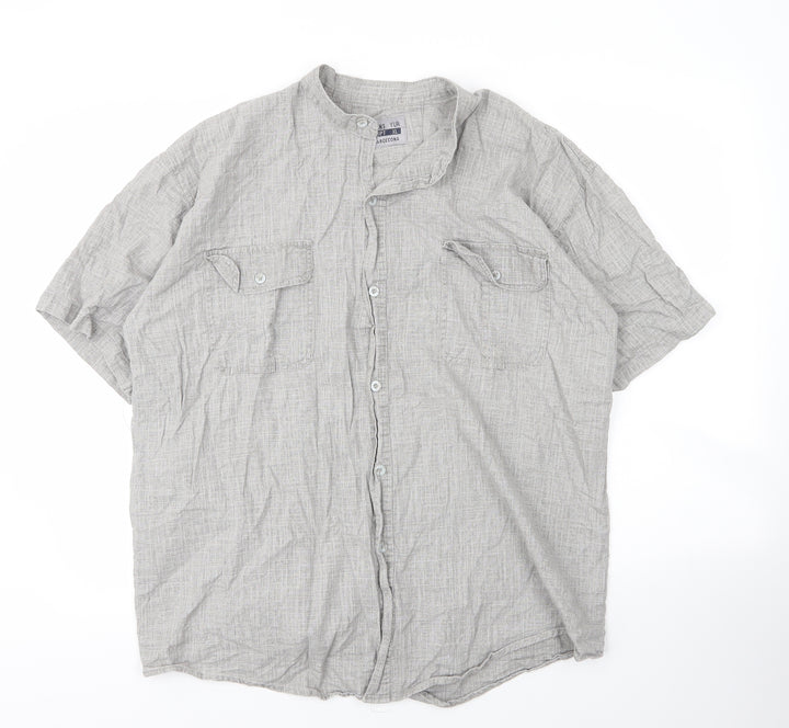 Jeans Yur Barceona Mens Grey Cotton Button-Up Size XL Round Neck Button