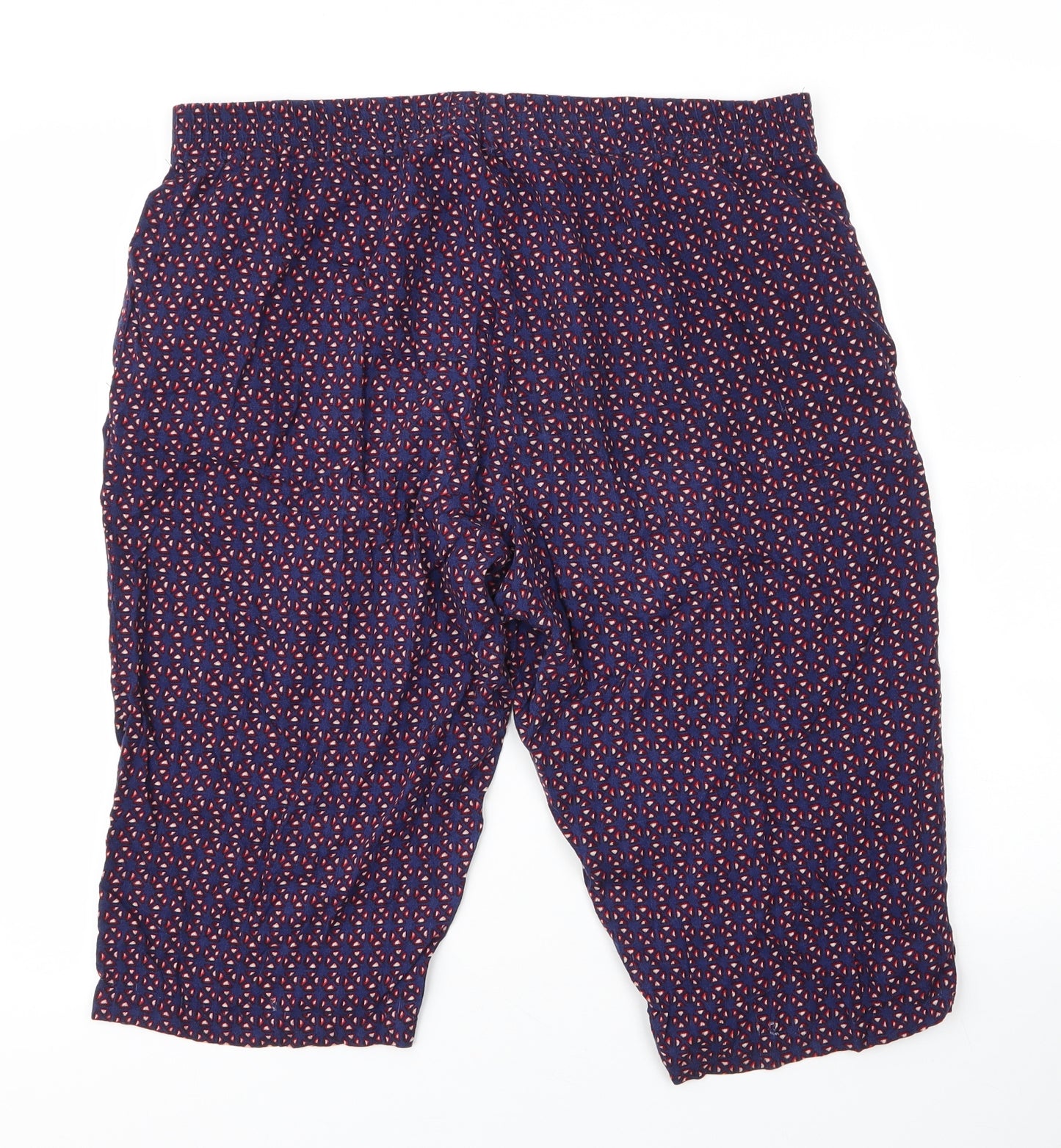 NEXT Womens Purple Geometric Viscose Capri Trousers Size 16  Regular Drawstring