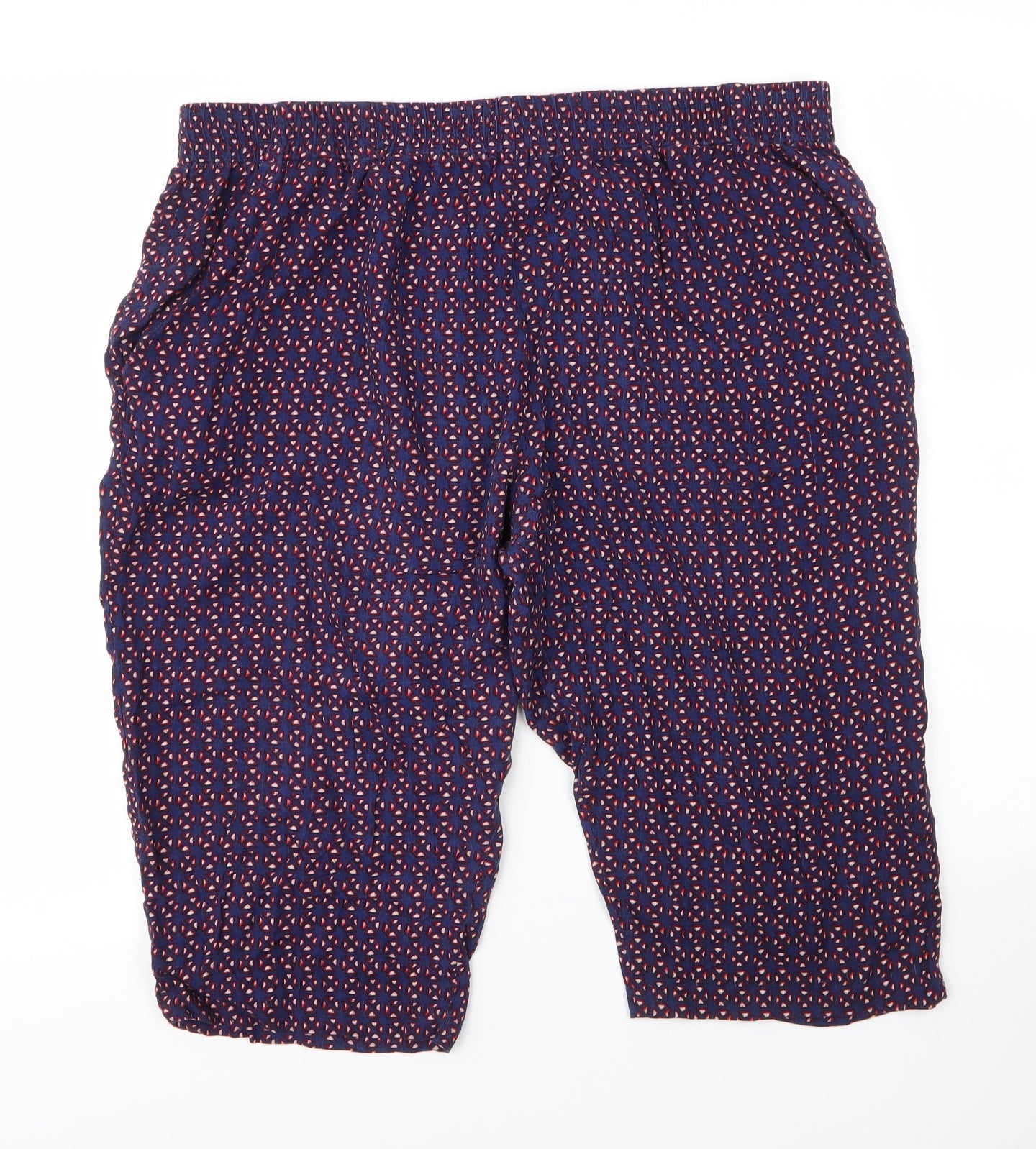 NEXT Womens Purple Geometric Viscose Capri Trousers Size 16  Regular Drawstring