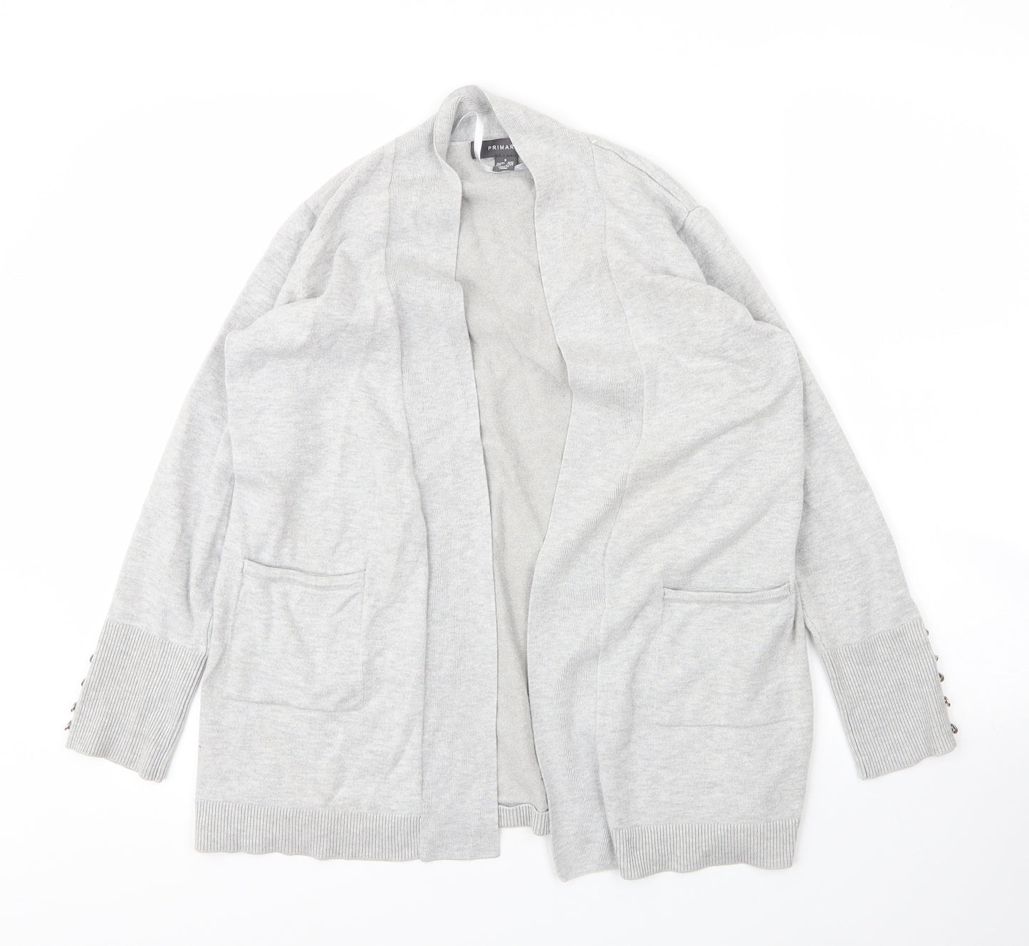 Primark Womens Grey V-Neck  Viscose Cardigan Jumper Size S