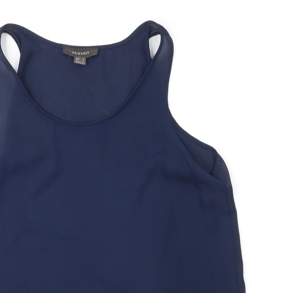 Primark Womens Blue  Polyester Basic Blouse Size 12 Round Neck