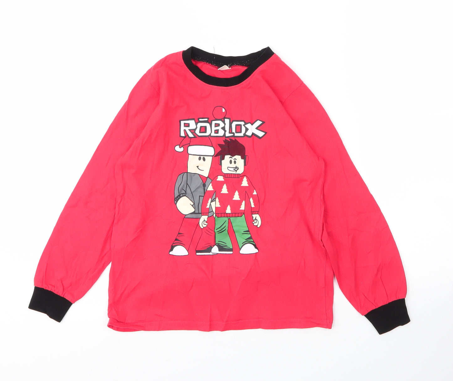 Roblox Boys Red  Cotton Basic T-Shirt Size 11 Years Round Neck  - Christmas