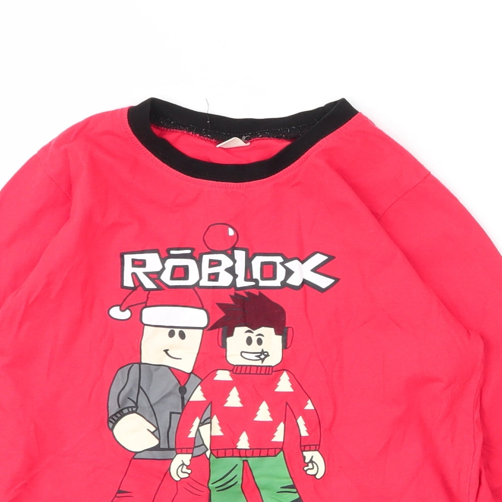 Roblox Boys Red  Cotton Basic T-Shirt Size 11 Years Round Neck  - Christmas