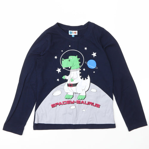 Hullabaloo Boys Blue  Cotton Basic T-Shirt Size 9 Years Round Neck