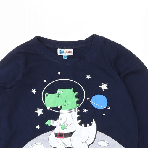 Hullabaloo Boys Blue  Cotton Basic T-Shirt Size 9 Years Round Neck