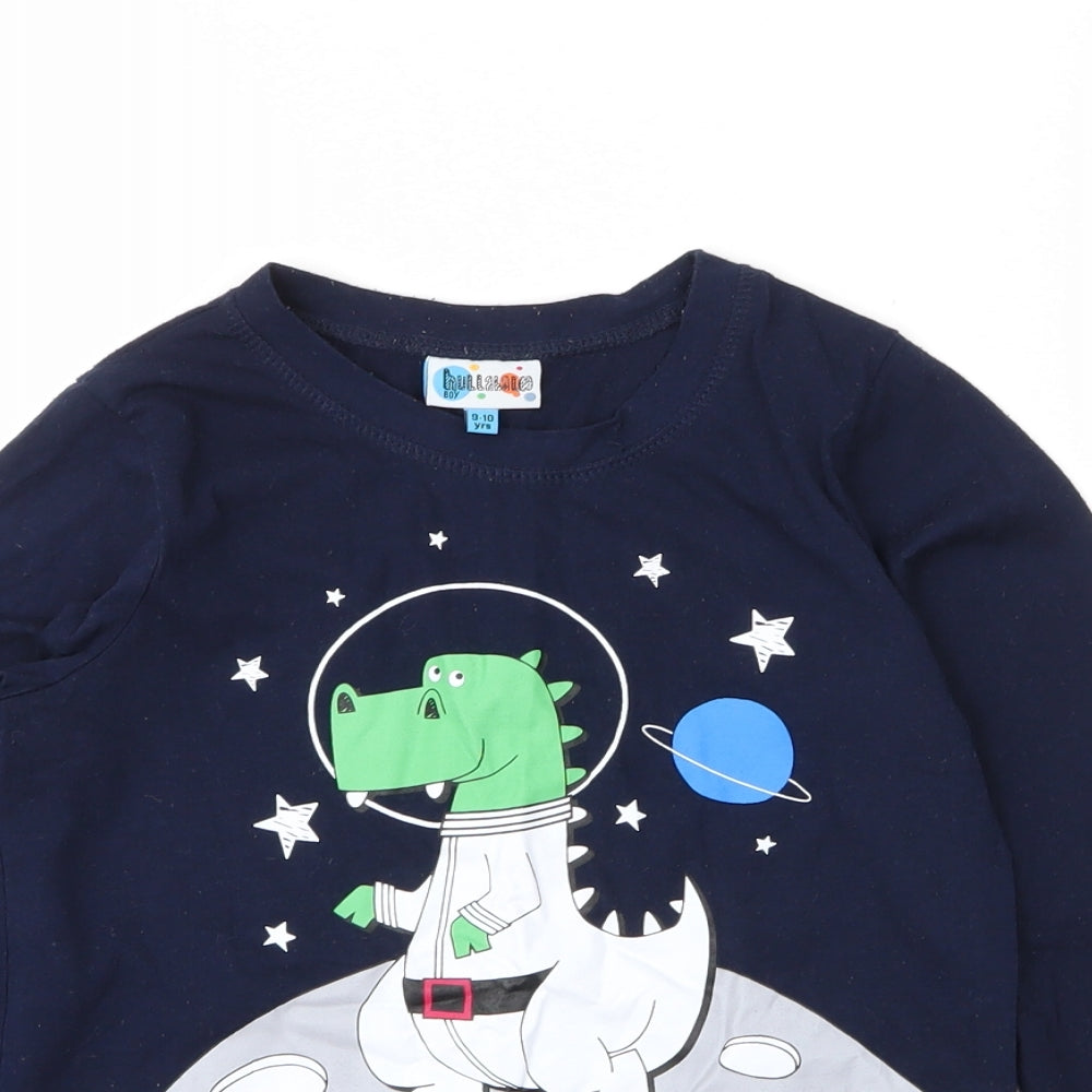 Hullabaloo Boys Blue  Cotton Basic T-Shirt Size 9 Years Round Neck