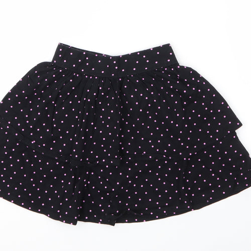 George Girls Black  Cotton A-Line Skirt Size 7 Years  Regular