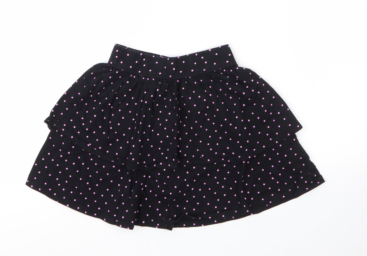 George Girls Black  Cotton A-Line Skirt Size 7 Years  Regular