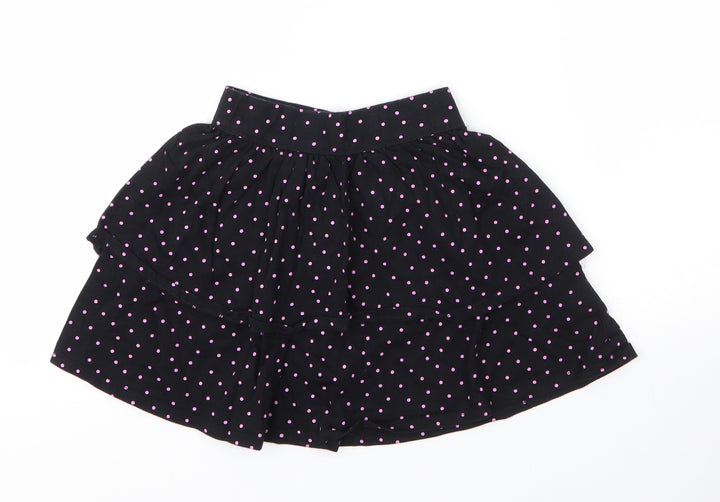 George Girls Black  Cotton A-Line Skirt Size 7 Years  Regular