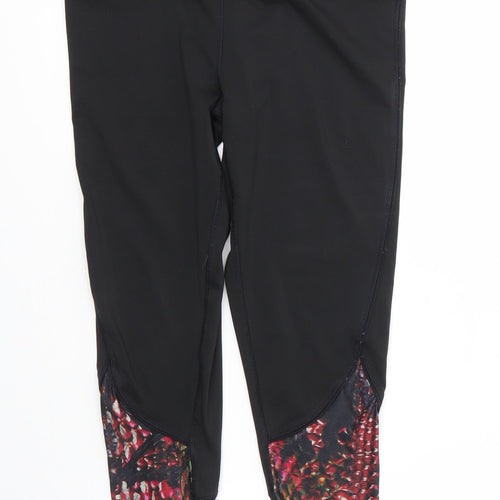 Workout Womens Black  Polyester Compression Leggings Size S L24 in Regular