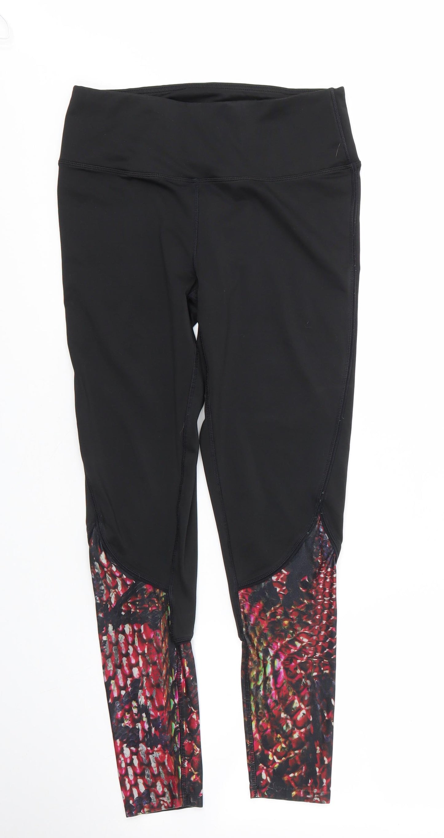Workout Womens Black  Polyester Compression Leggings Size S L24 in Regular