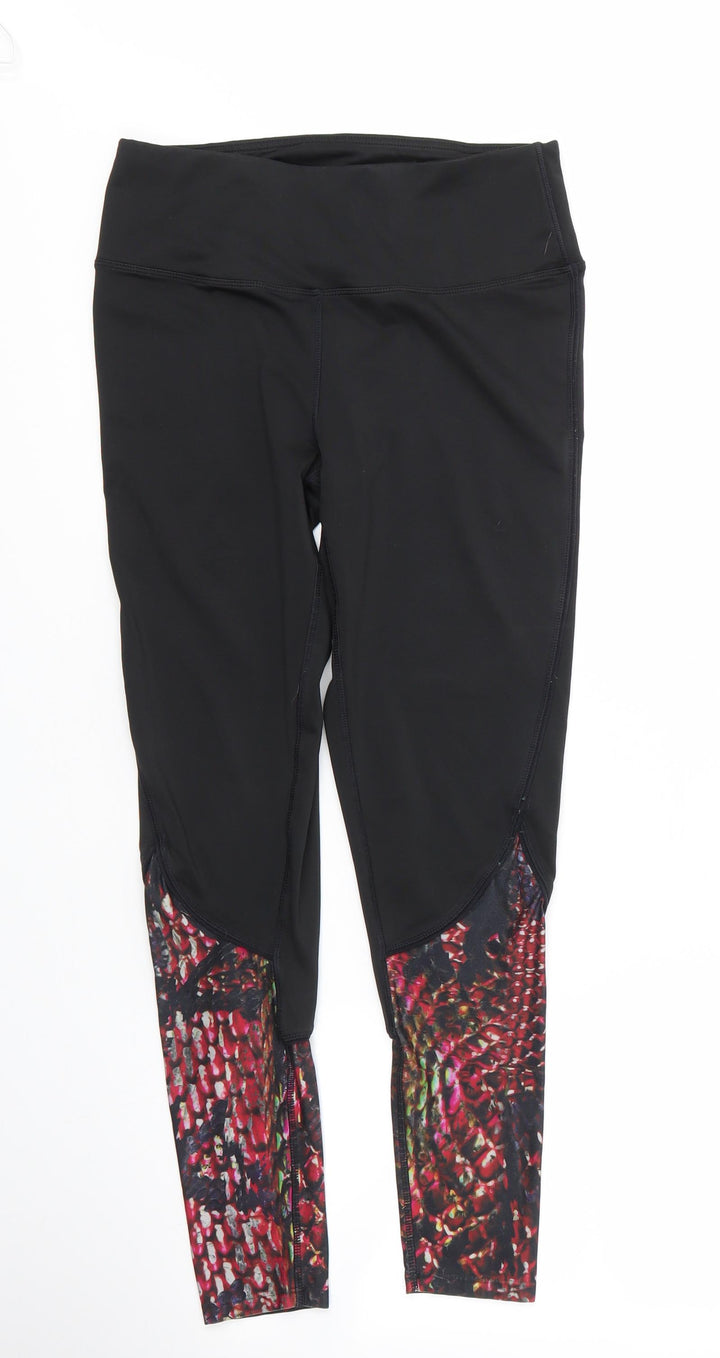 Workout Womens Black  Polyester Compression Leggings Size S L24 in Regular
