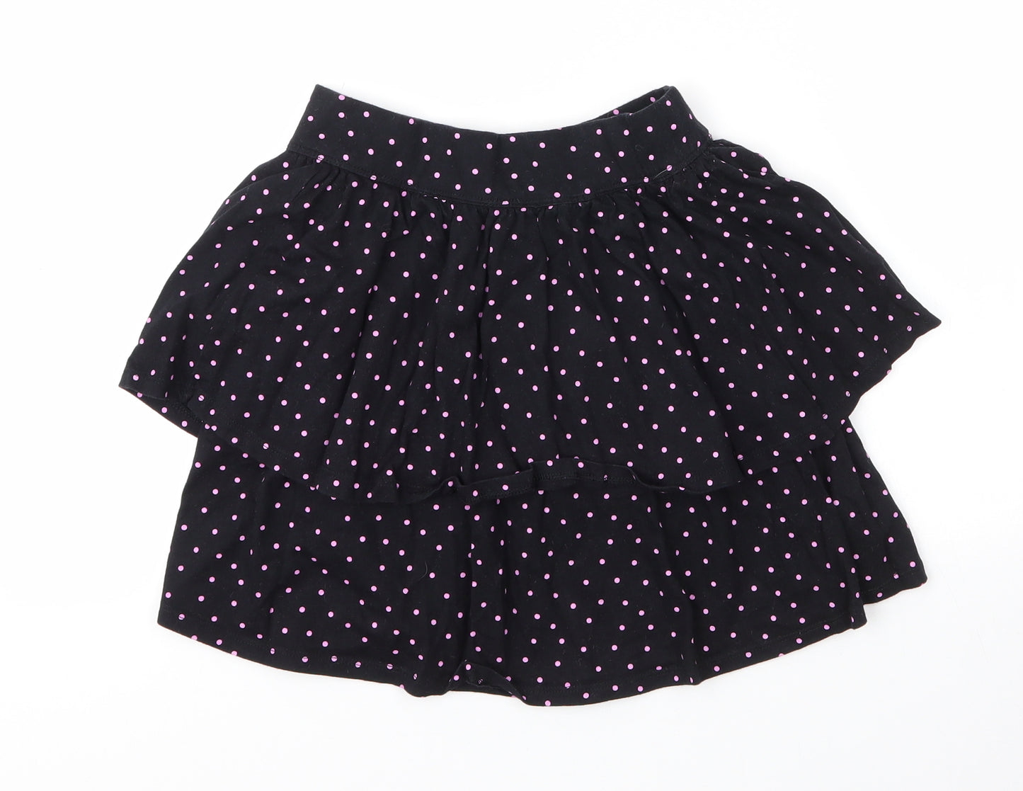 George Girls Black Spotted Cotton A-Line Skirt Size 10 Years  Regular