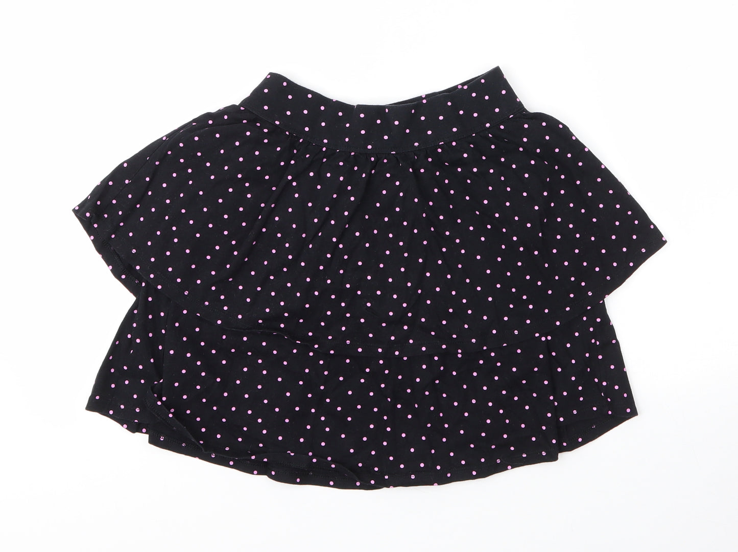 George Girls Black Spotted Cotton A-Line Skirt Size 10 Years  Regular