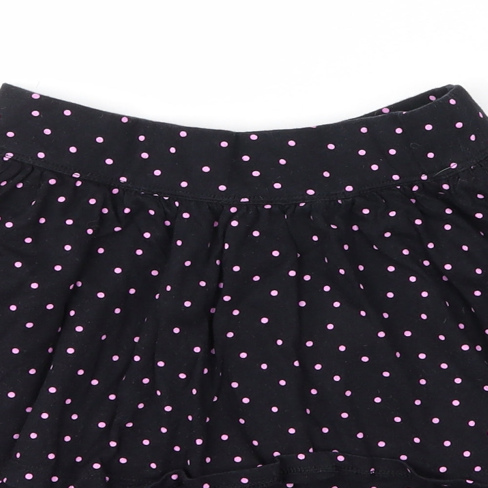 George Girls Black Spotted Cotton A-Line Skirt Size 10 Years  Regular