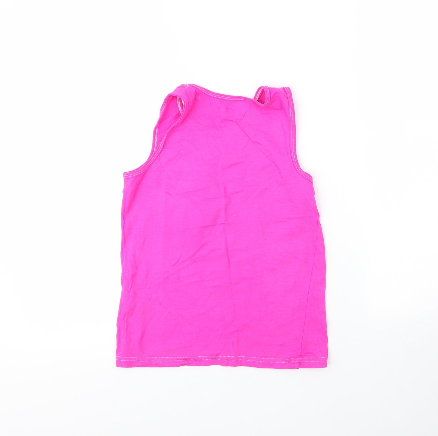 George Girls Pink  Cotton Basic Tank Size 9 Years Round Neck