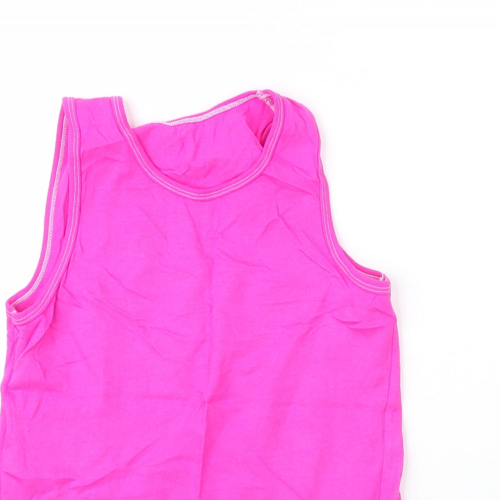 George Girls Pink  Cotton Basic Tank Size 9 Years Round Neck