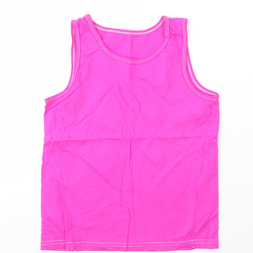 George Girls Pink  Cotton Basic Tank Size 8 Years Round Neck