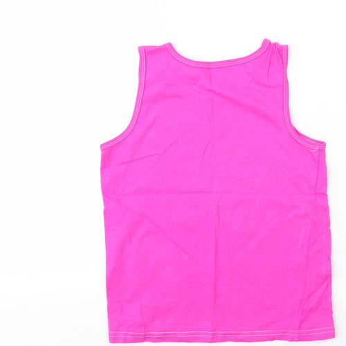George Girls Pink  Cotton Basic Tank Size 8 Years Round Neck