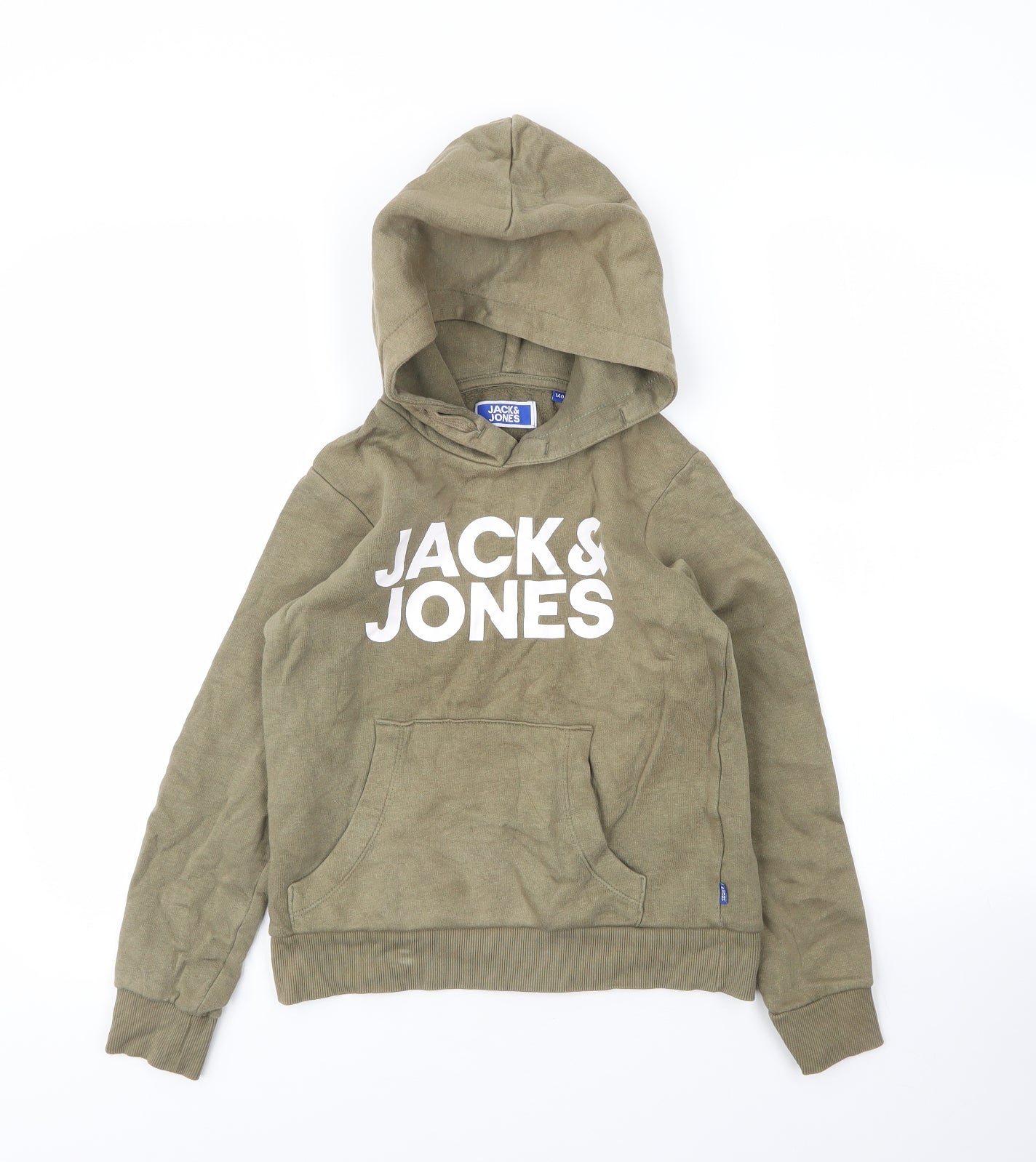 Jack and Jones Boys Green  Cotton Pullover Hoodie Size 9 Years