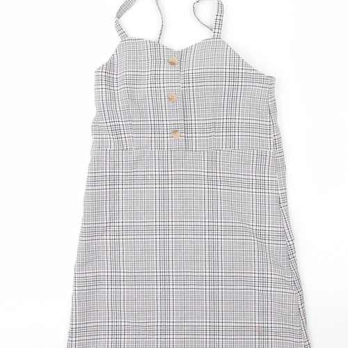 Primark Girls Pink Plaid Viscose A-Line  Size 8 Years  V-Neck
